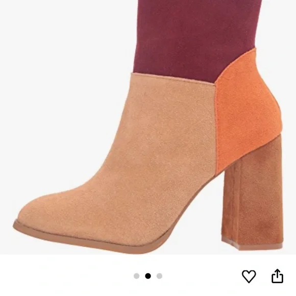 Chinese Laundry Classic Color Block Mod Mid Calf Boot, Camel Multi Suede so cool - Picture 13 of 15